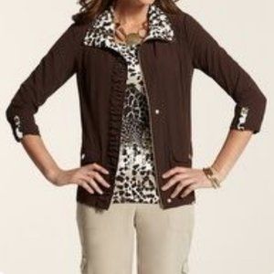 Chicos zenergy brown w/animal print hoodie size 1